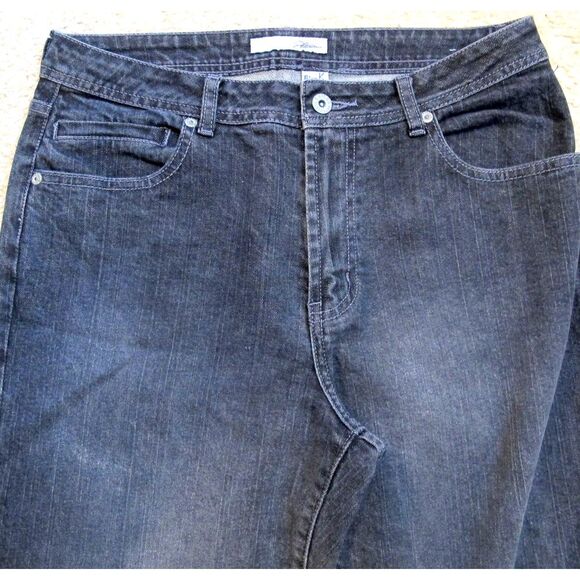 Chico's Platinum Marquis Black Denim Cotton Stretch Boot Cut Jeans Women's Sz 1 - Picture 2 of 9